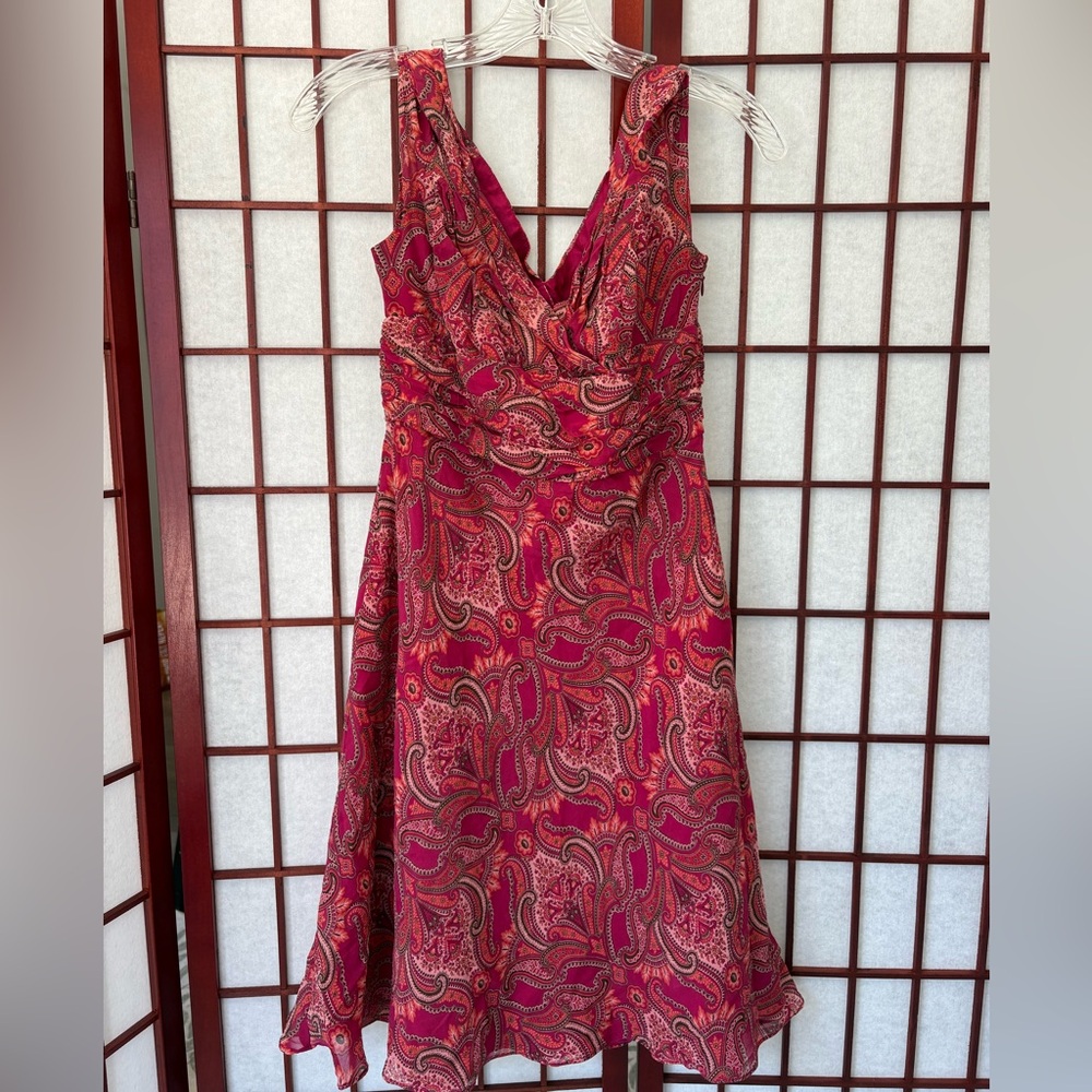 Ann Taylor Petite Elegant Paisley Print Dress - Red